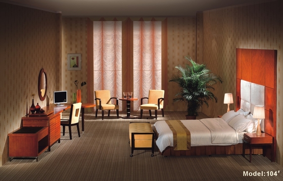 Gelaimei चेरी रंग होटल बेडरूम फर्नीचर ठोस लकड़ी ड्रेसिंग टेबल के साथ सेट