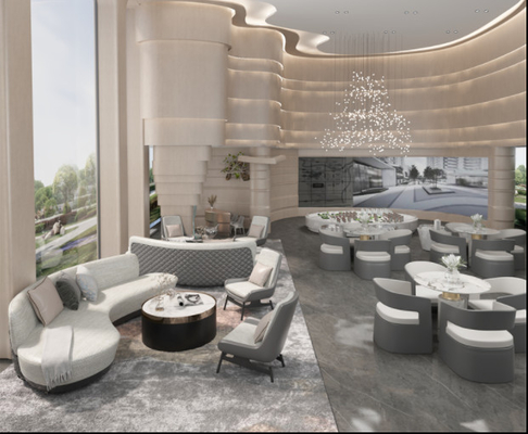 मेटल एल्मेंट्स लाइट कलर इको फ्रेंडली के साथ आधुनिक होटल लॉबी फर्नीचर