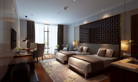 अनुकूलित होटल बेडरूम फर्नीचर अखरोट लिबास बिस्तर E1 प्लाईवुड सेट करता है